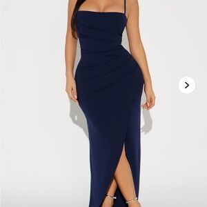 Fashion Nova Blue Sleeveless Bodycon Dress with Slit